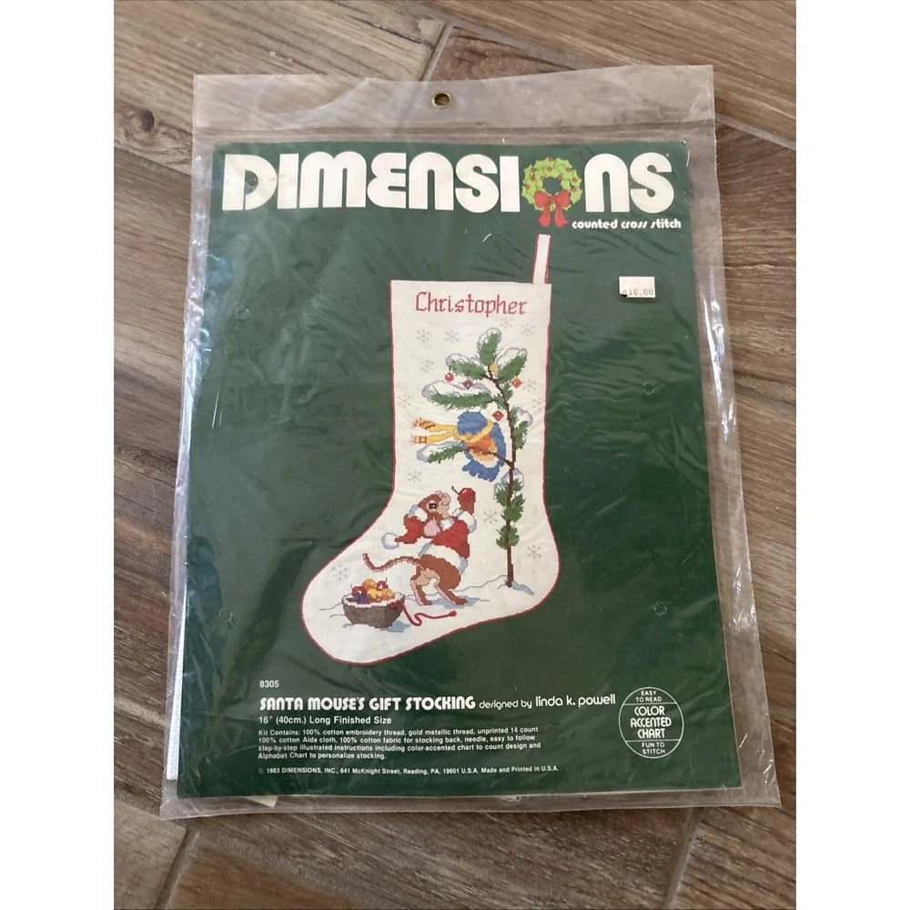 Rare Dimensions Cross Stitch Kit Santa Mouse Gift 16